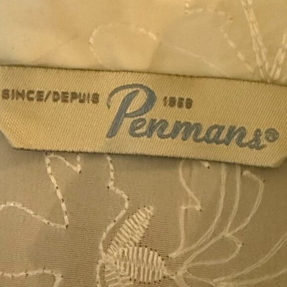 Penmans off white blouse 3/4 sleeves embroidered embellishment button up Size S - Picture 11 of 12